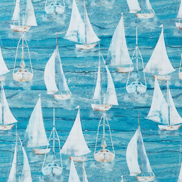 Smooth Sailing - Large Sail Boats Md Blue Multi Yardage