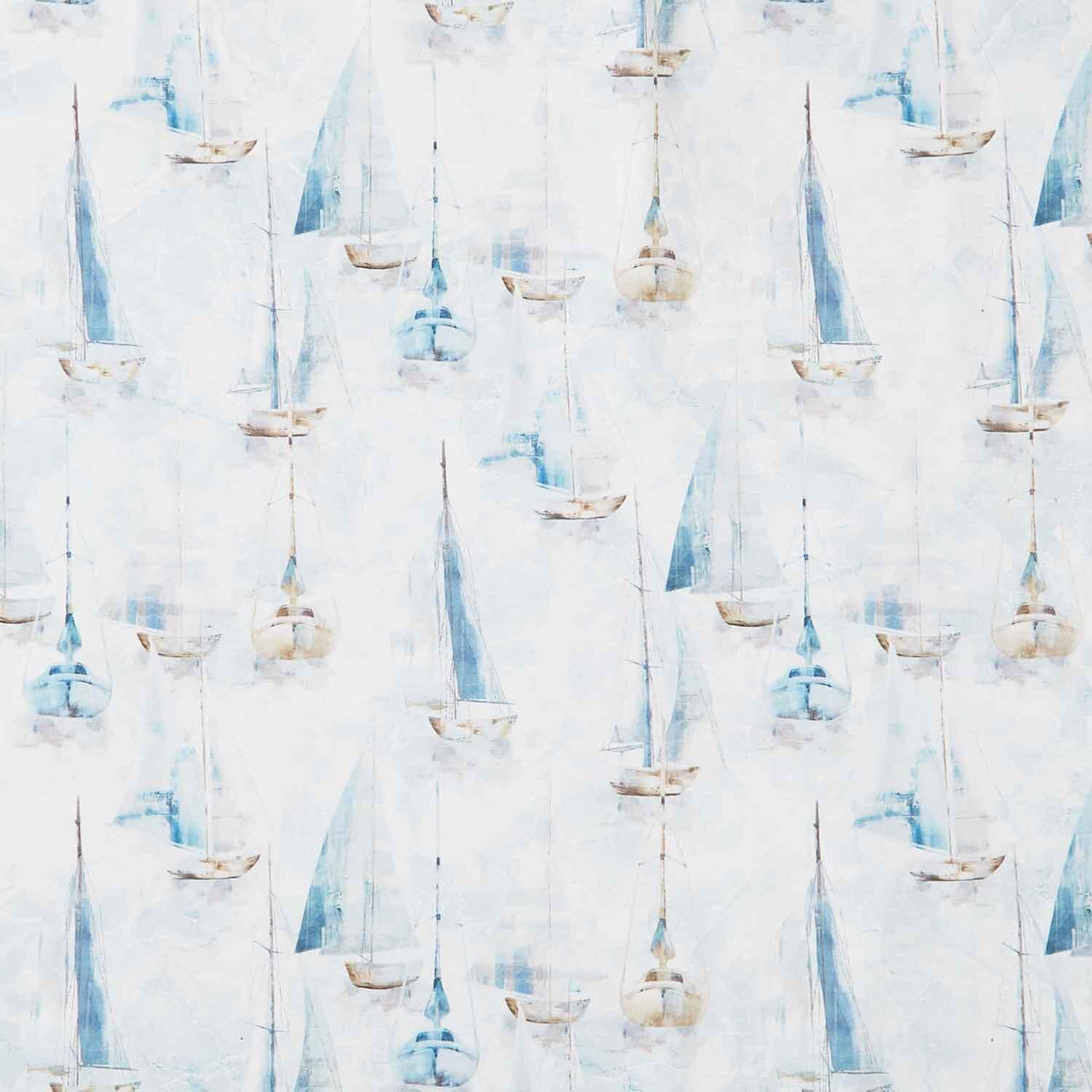 Smooth Sailing - Small Sail Boats White Multi Yardage