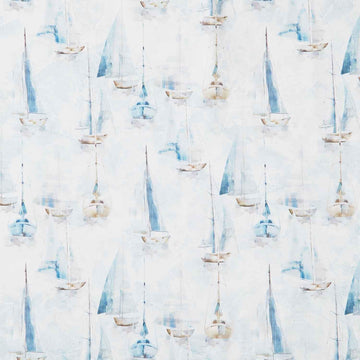Smooth Sailing - Small Sail Boats White Multi Yardage