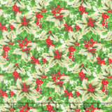 Deck the Halls - Holly Multi Beige Multi Yardage