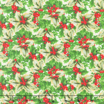 Deck the Halls - Holly Multi Beige Multi Yardage
