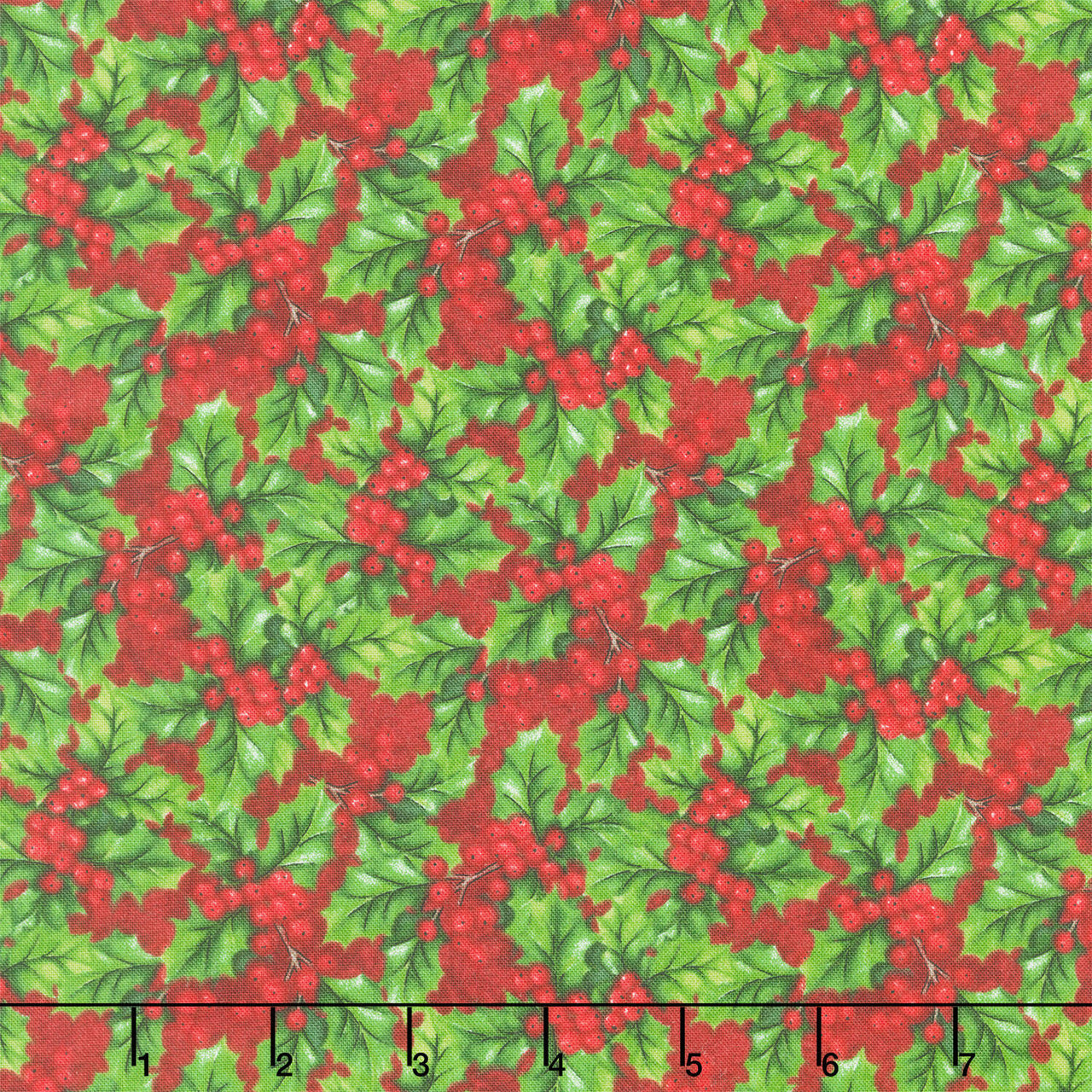 Deck the Halls - Holly Red Multi Yardage