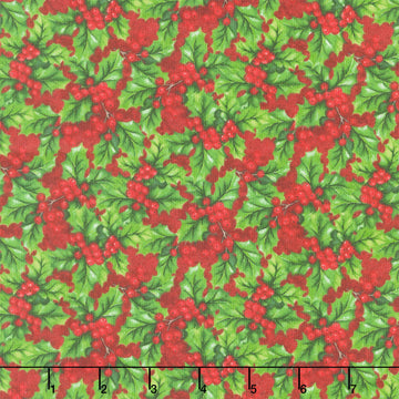 Deck the Halls - Holly Red Multi Yardage