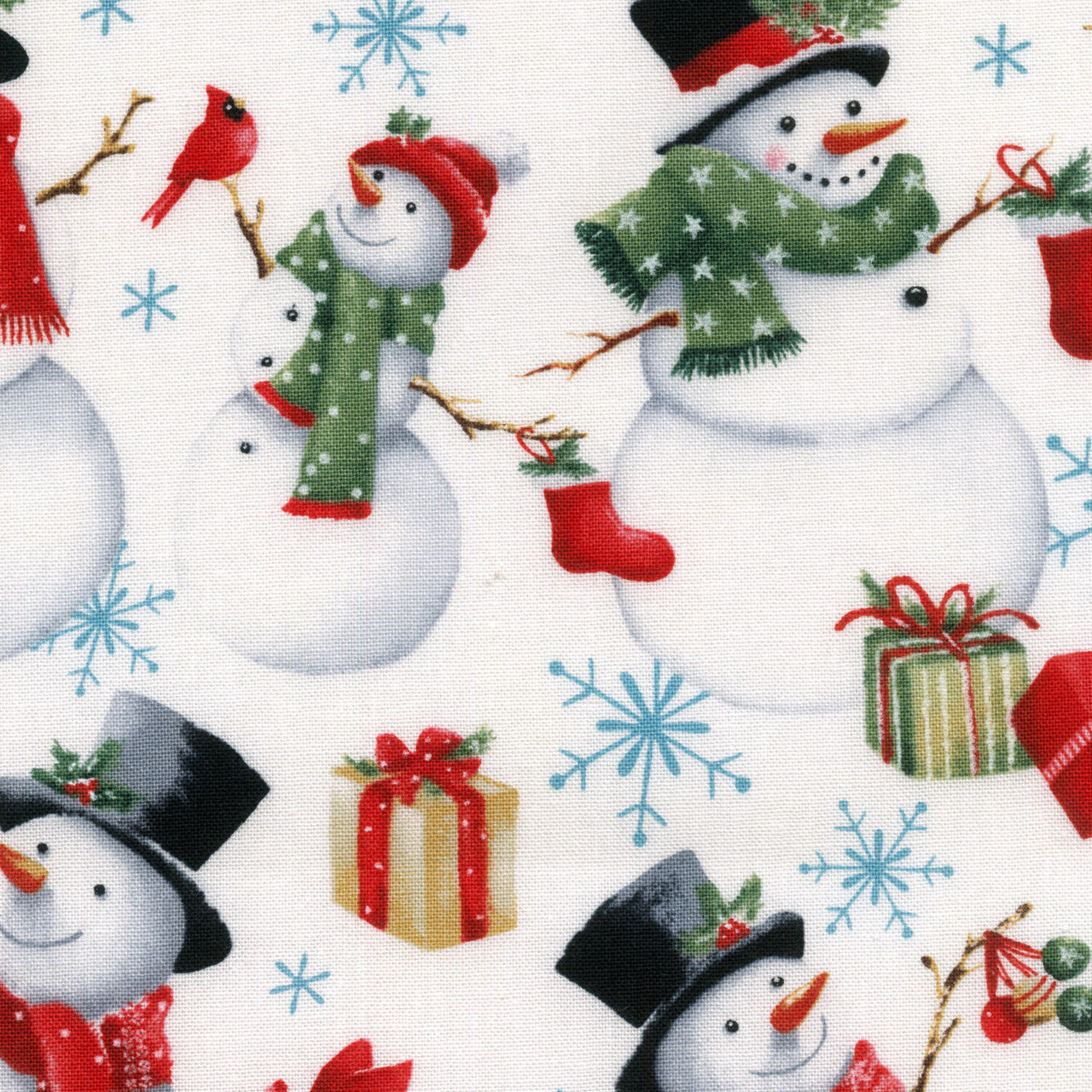 Holly Jolly - Snowmen White Multi Yardage