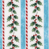 Holly Jolly - Holly Stripe White Multi Yardage
