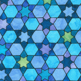 Hanukkah Lights - Tonalstained Glass Lt Blue Multi Digitally Printed Yardage