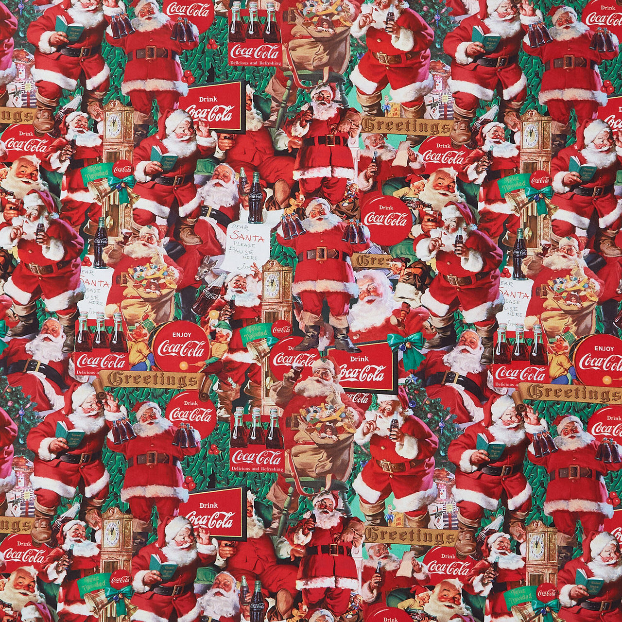 Coca-Cola - Santa Scenes Red Multi Yardage