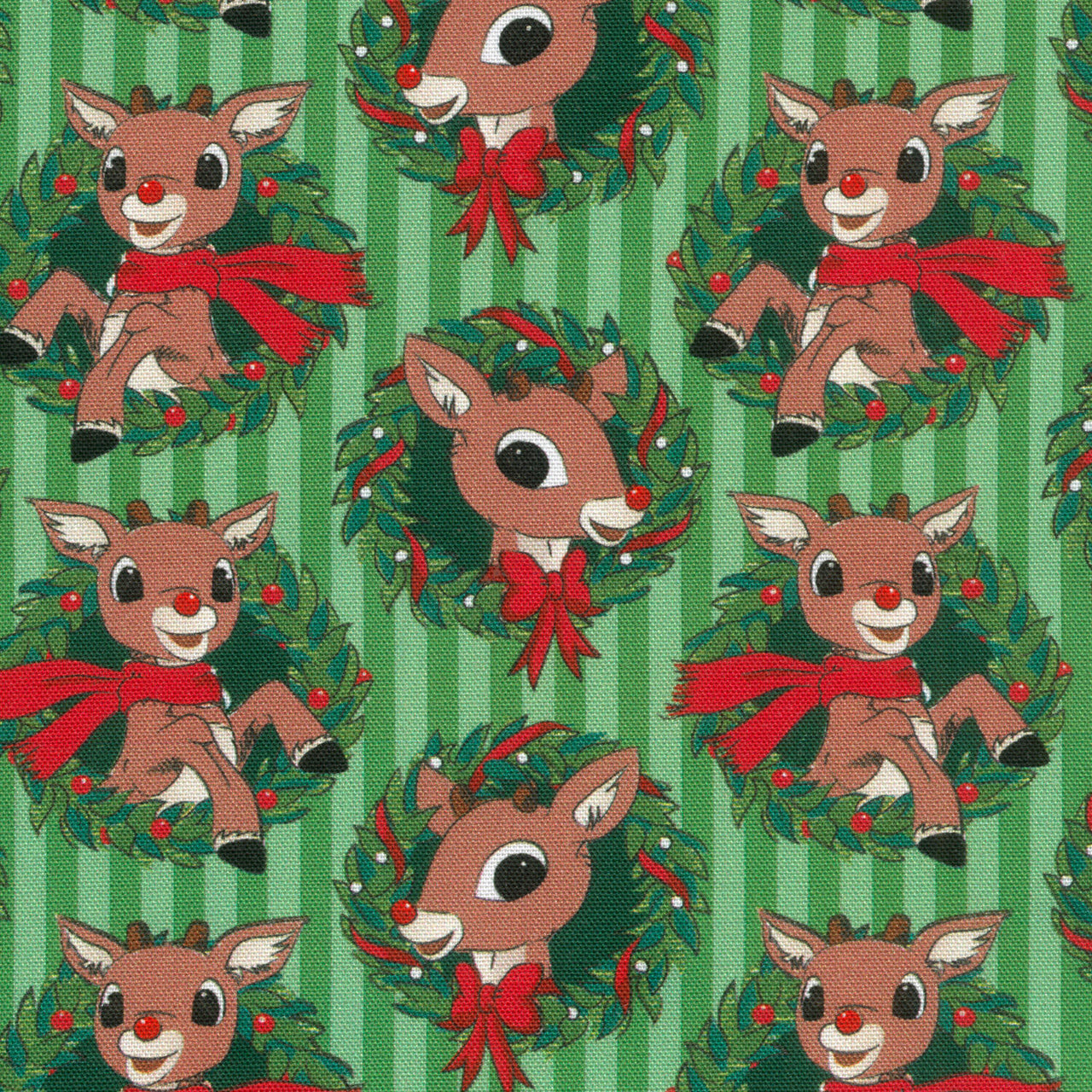 Rudolph the Red-Nosed Reindeer - Rudolph Wreath Green Yardage