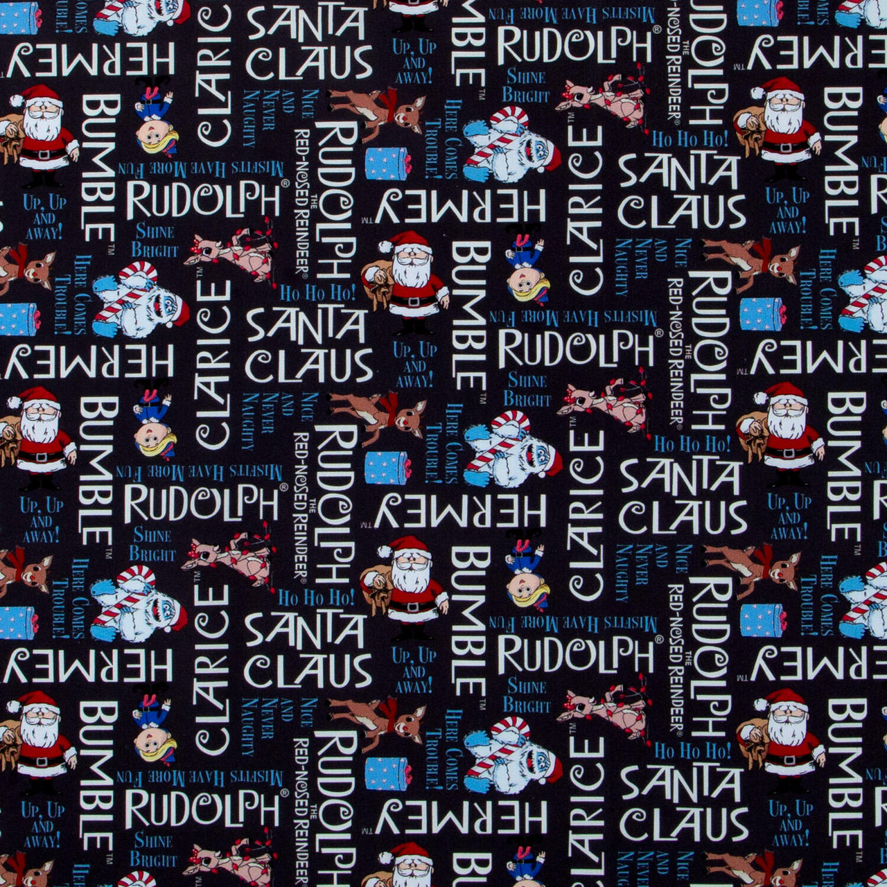 Rudolph the Red-Nosed Reindeer - Phrases Charcoal Yardage