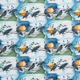 Raven's Call - Border Stripe Teal Multi Digitally Printed Yardage