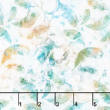 Raven's Call - Feathers White Multi Digitally Printed Yardage