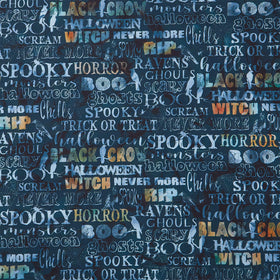 Raven's Call - Words Black Multi Digitally Printed Yardage