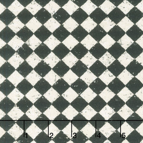 Haunted Hollow - Distressed Check Black And Bone Yardage