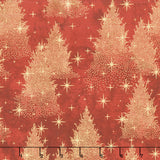 Shimmer - O' Christmas Tree - Trees Dark Red Multi Metallic Yardage