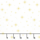 Shimmer - O' Christmas Tree - Stars White Metallic Yardage