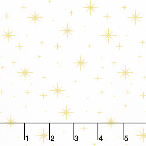 Shimmer - O' Christmas Tree - Stars White Metallic Yardage