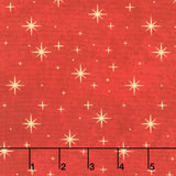 Shimmer - O' Christmas Tree - Stars Red Multi Metallic Yardage