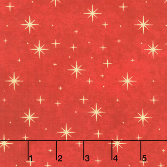 Shimmer - O' Christmas Tree - Stars Red Multi Metallic Yardage