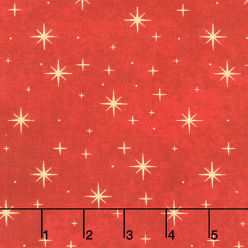 Shimmer - O' Christmas Tree - Stars Red Multi Metallic Yardage