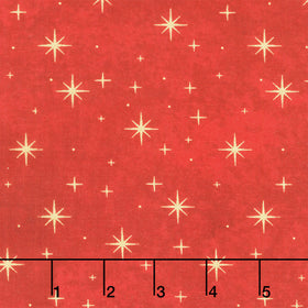 Shimmer - O' Christmas Tree - Stars Red Multi Metallic Yardage