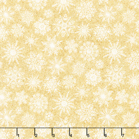 Shimmer - O' Christmas Tree - Gold Snowflakes Gold Metallic Yardage