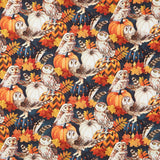 Night Owl - Owl & Feathers Charcoal Multi Yardage