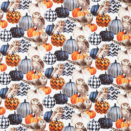 Night Owl - Owl & Pumpkin Cream Multi Yardage