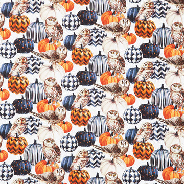 Night Owl - Owl & Pumpkin Cream Multi Yardage