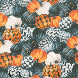 Night Owl - Packed Pumpkins Charcoal Multi Yardage