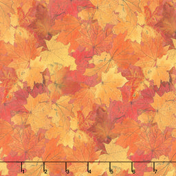 Night Owl - Leaves Orange Multi Yardage
