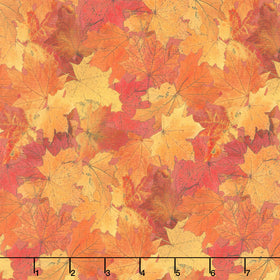 Night Owl - Leaves Orange Multi Yardage