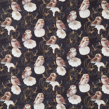 Night Owl - Owls Black Multi Yardage