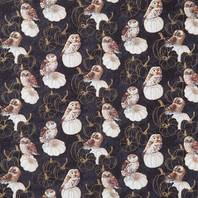 Night Owl - Owls Black Multi Yardage