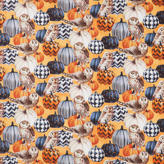 Night Owl - Owl & Pumpkin Orange Multi Yardage