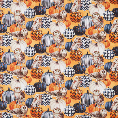 Night Owl - Owl & Pumpkin Orange Multi Yardage