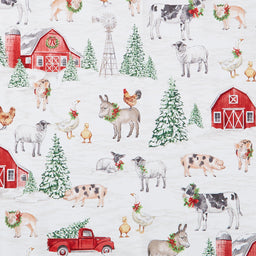 Barnyard Christmas - Scenic White Multi Yardage