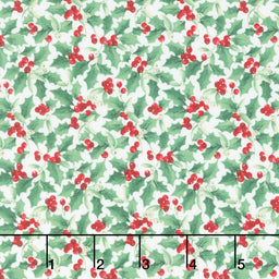 Barnyard Christmas - Holly White Multi Yardage