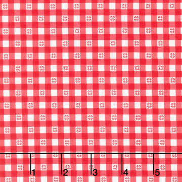Barnyard Christmas - Gingham Red Yardage