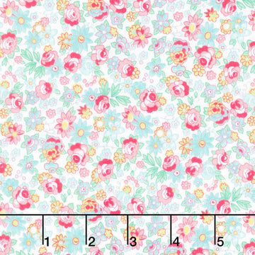 Quilting in Bloom - Mini Rose White Multi Yardage