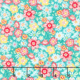 Quilting in Bloom - Packed Floral Turq Multi Yardage