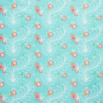 Quilting in Bloom - Feather Floral Turquoise Multi Yardage