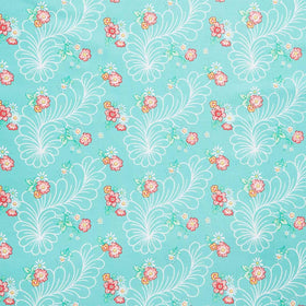 Quilting in Bloom - Feather Floral Turquoise Multi Yardage