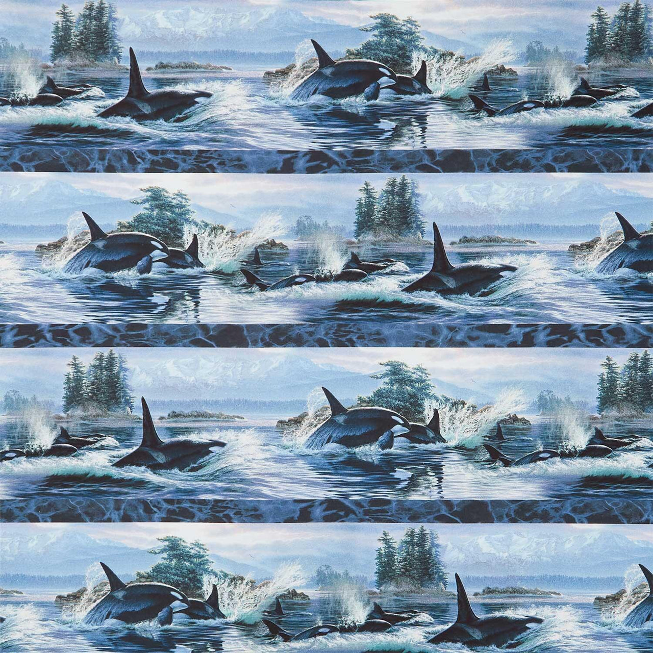 Naturescapes - Voyage Border Stripe Blue Multi Yardage