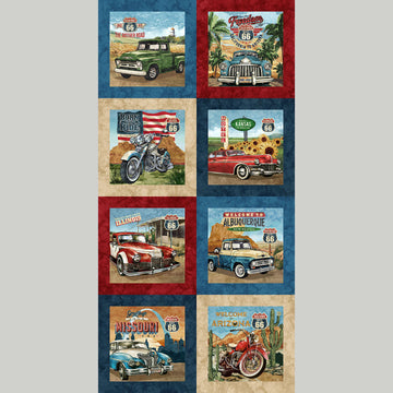 Historic Route 66 - Blocks Navy Multi Yardage
