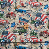 Historic Route 66 - Route 66 Toss Cream Multi Yardage
