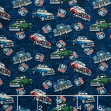 Historic Route 66 - Car & Truck Toss Navy Multi Yardage