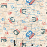 Historic Route 66 - Route Signs Cream Multi Yardage