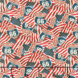 Historic Route 66 - Flags & Signs Red Multi Yardage