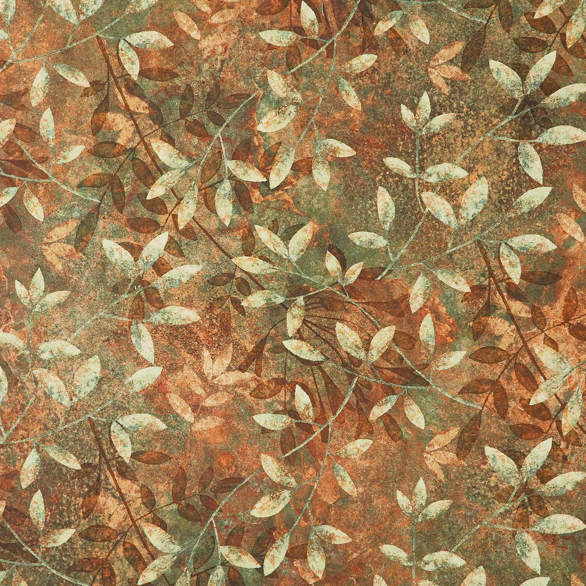 Stonehenge - Organics Leaves Dark Rust Multi Yardage