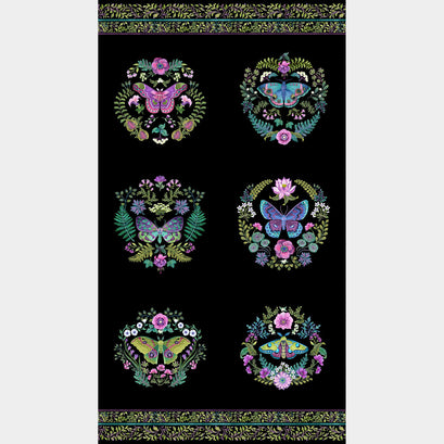 Nightshade - Butterfly Blocks Black Multi Panel